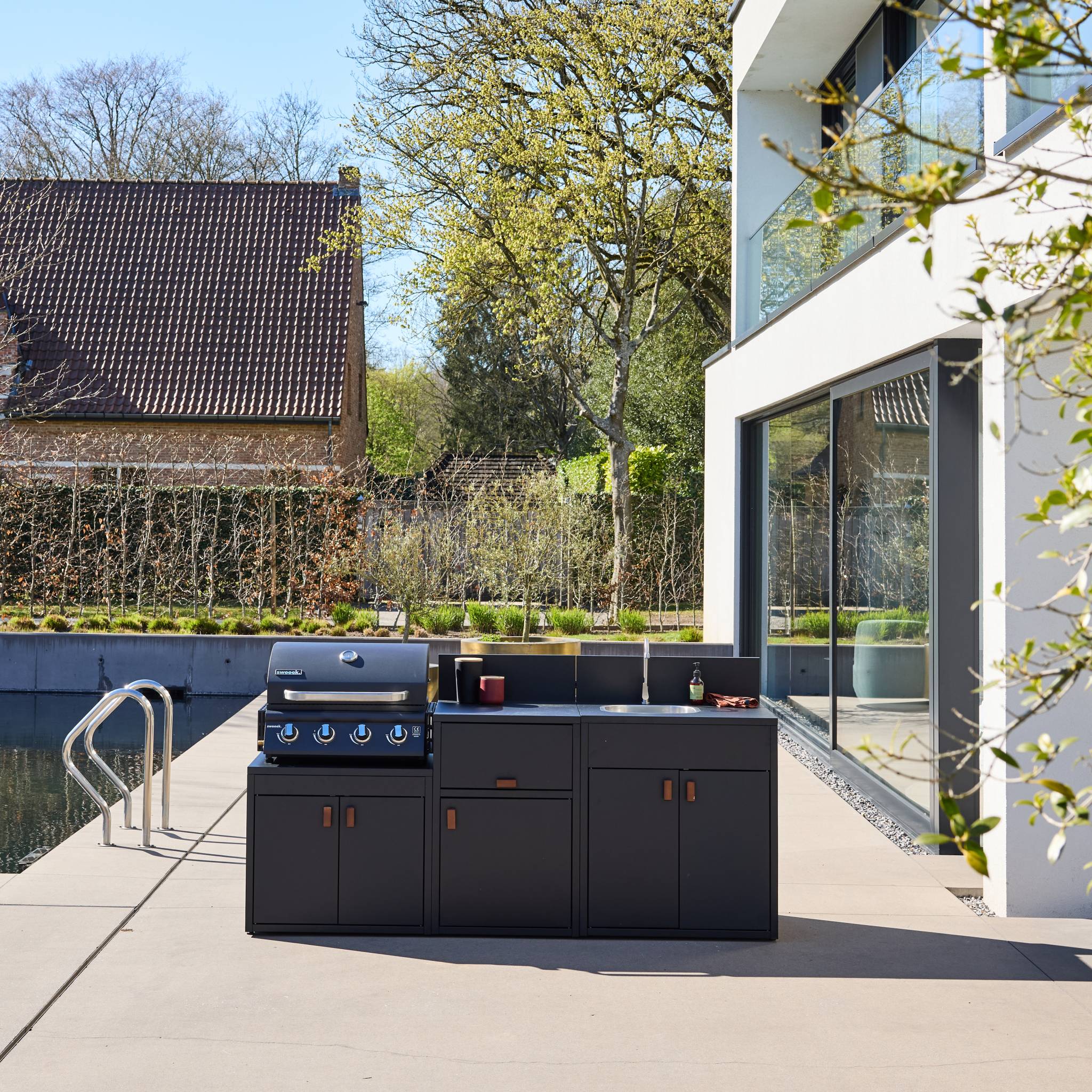 sweeek - Stalen buitenkeuken 3 modules met gasbarbecue 4 branders - Image 2