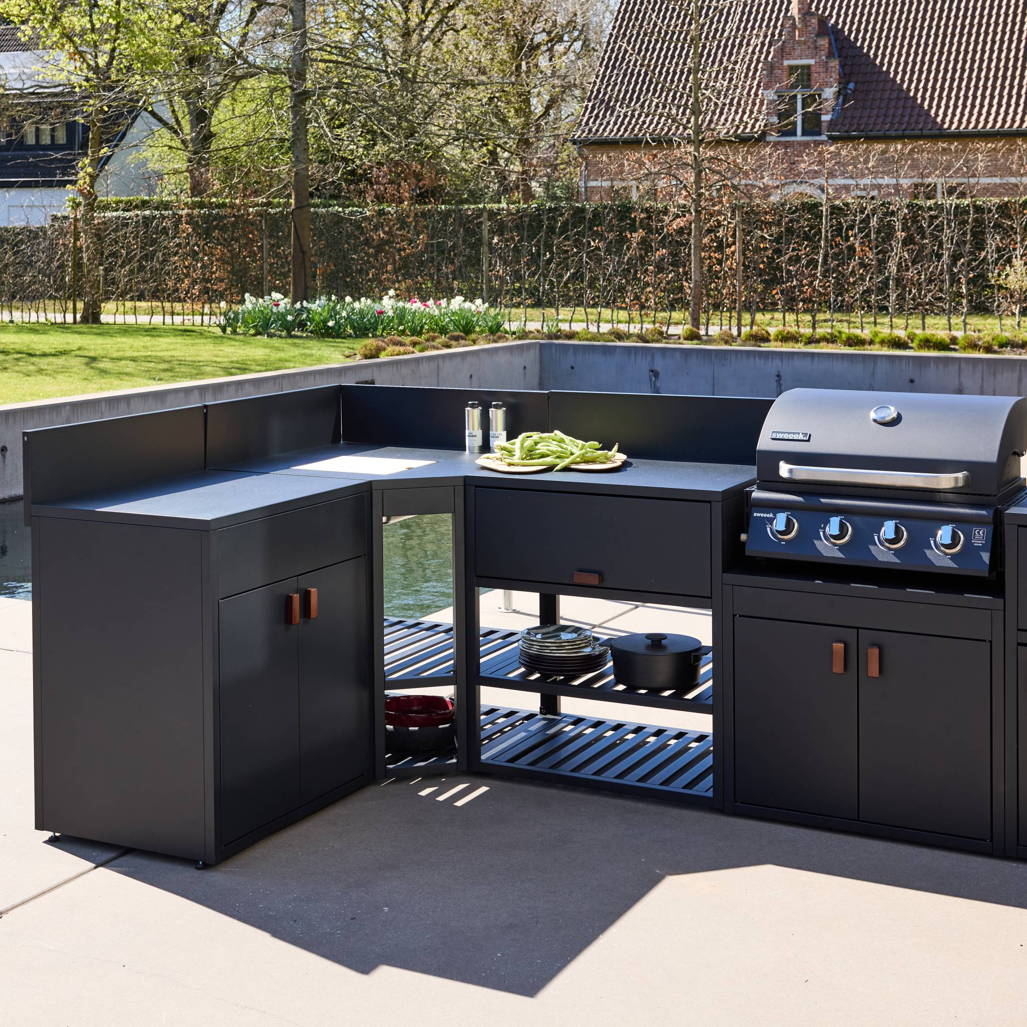 sweeek - Stalen buitenkeuken 6 modules met gasbarbecue 4 branders - Image 4
