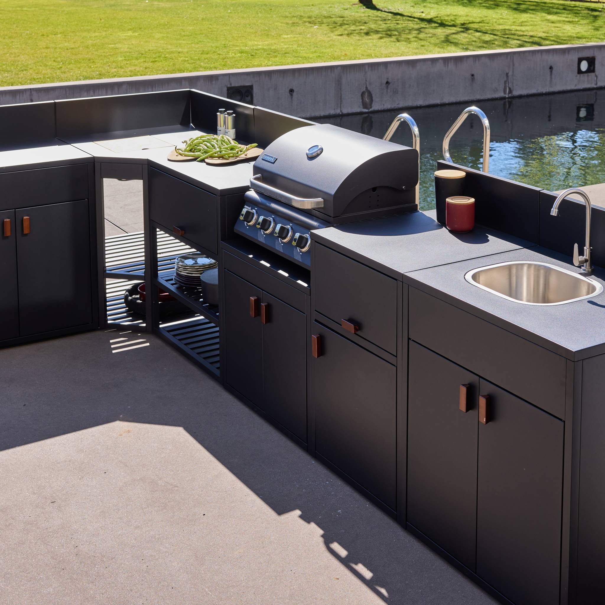 sweeek - Stalen buitenkeuken 6 modules met gasbarbecue 4 branders - Image 5
