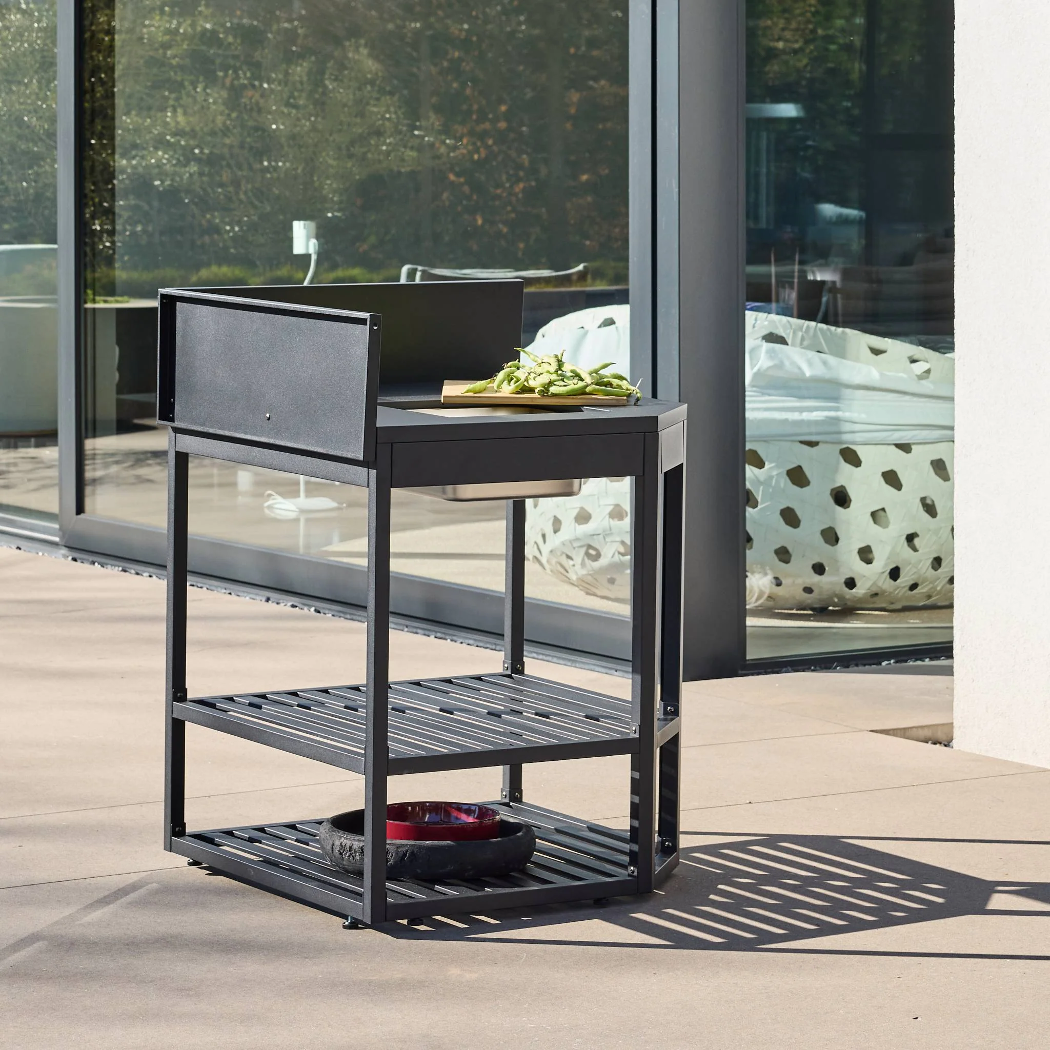 sweeek - Stalen buitenkeuken hoekmodule met ijsklontjesbak en houten - Image 2