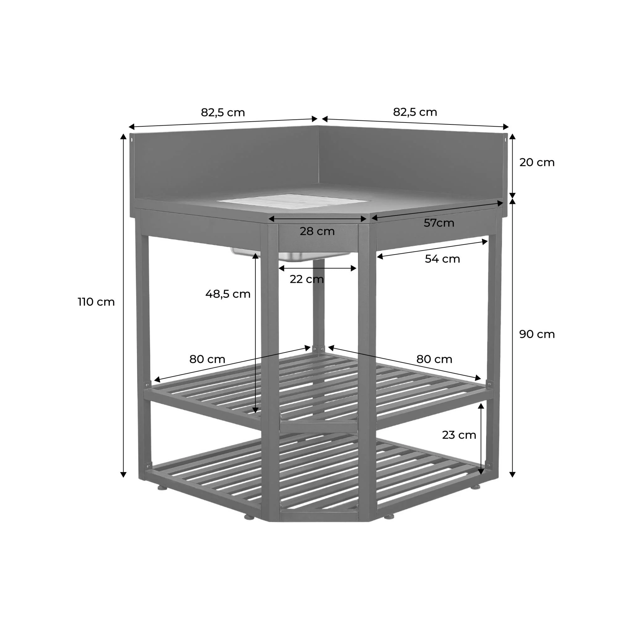 sweeek - Stalen buitenkeuken hoekmodule met ijsklontjesbak en houten - Image 3