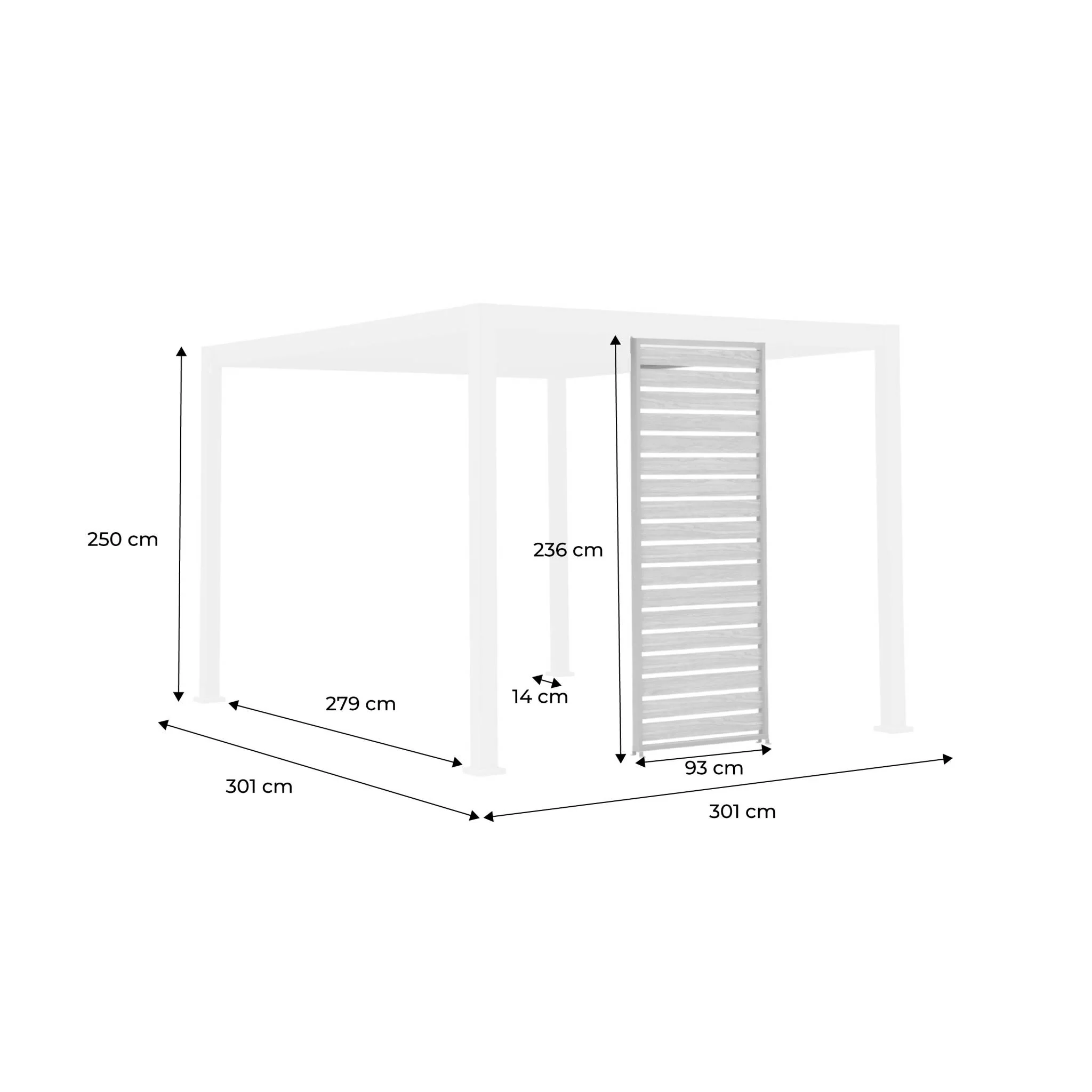 sweeek - Vaste houtlook lamellenwand 100cm voor Triomphe pergola - Image 4
