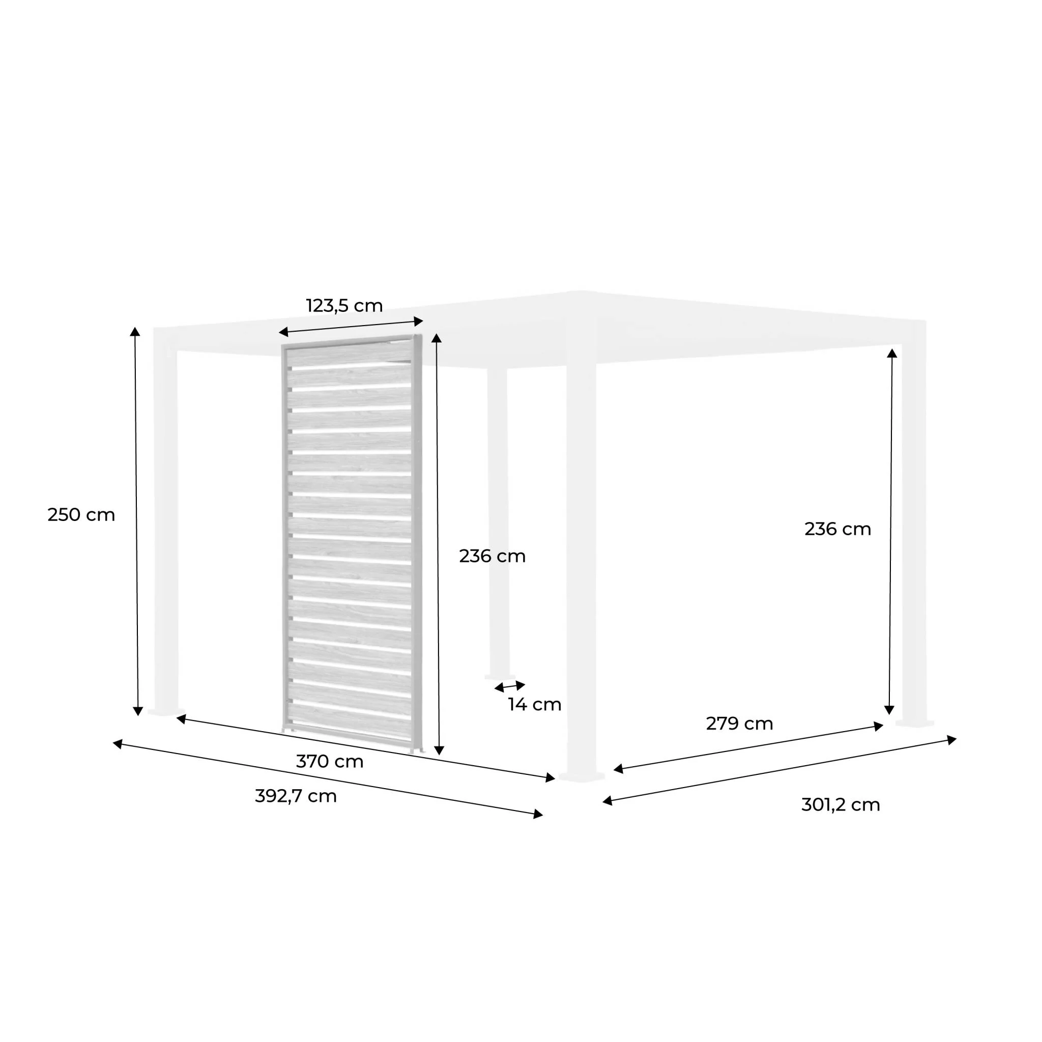 sweeek - Vaste houtlook lamellenwand 130cm voor Triomphe pergola - Image 4