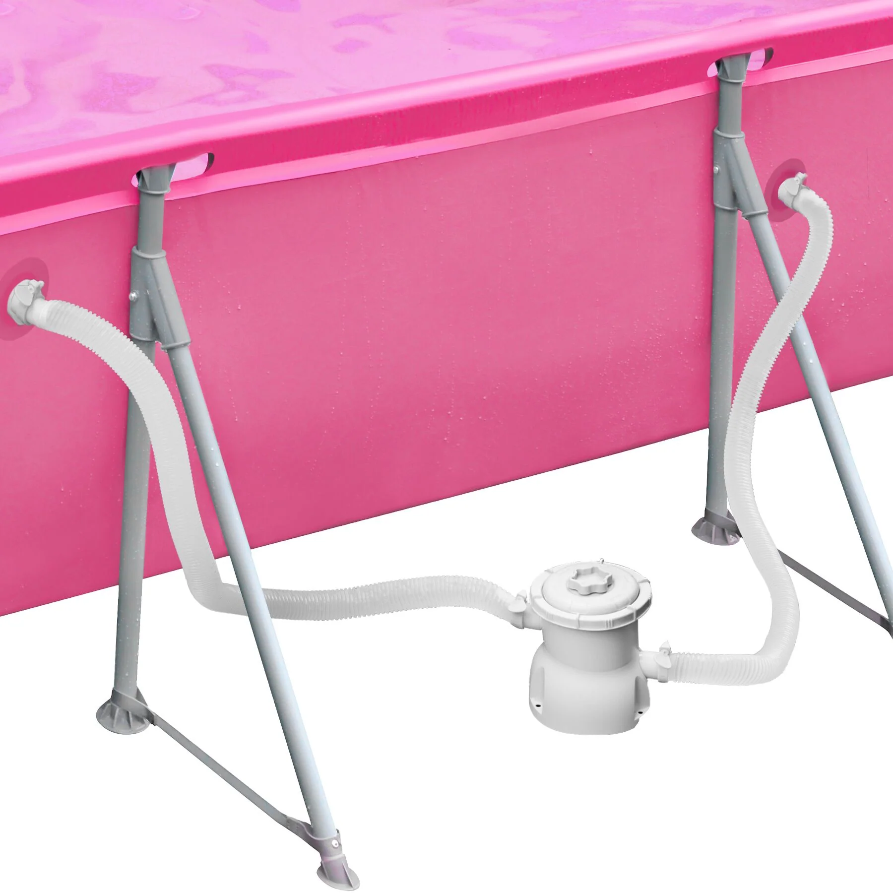 tectake® Zwembad rechthoekig met filterpomp 300 x 207 x 70 cm - Pink - Image 3