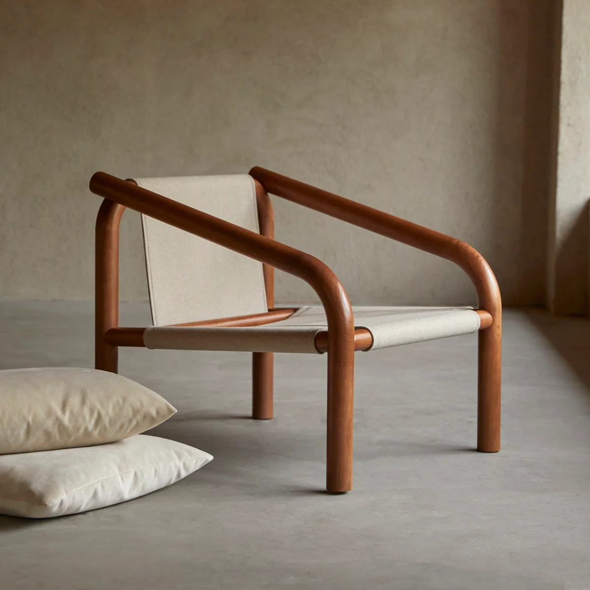 Tikamoon - Fauteuil van donker massief eikenhout en ecru stof - Image 7