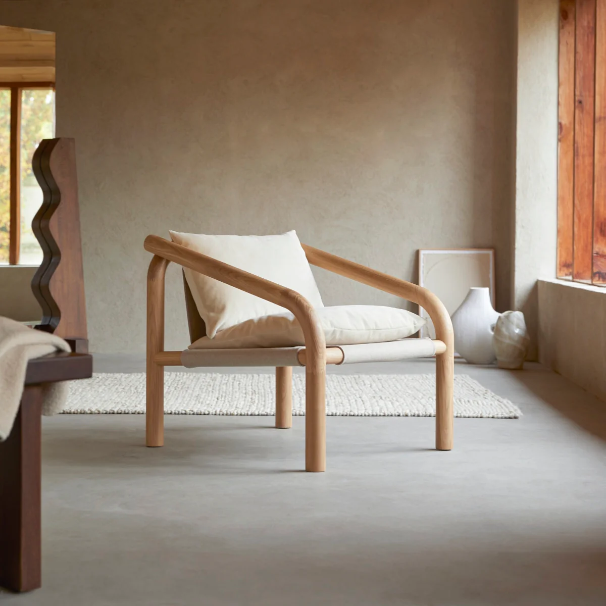 Tikamoon - Fauteuil van massief licht eikenhout en ecru stof - Image 2