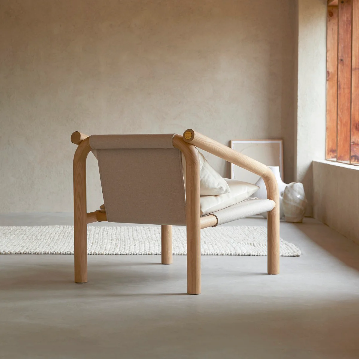 Tikamoon - Fauteuil van massief licht eikenhout en ecru stof - Image 5