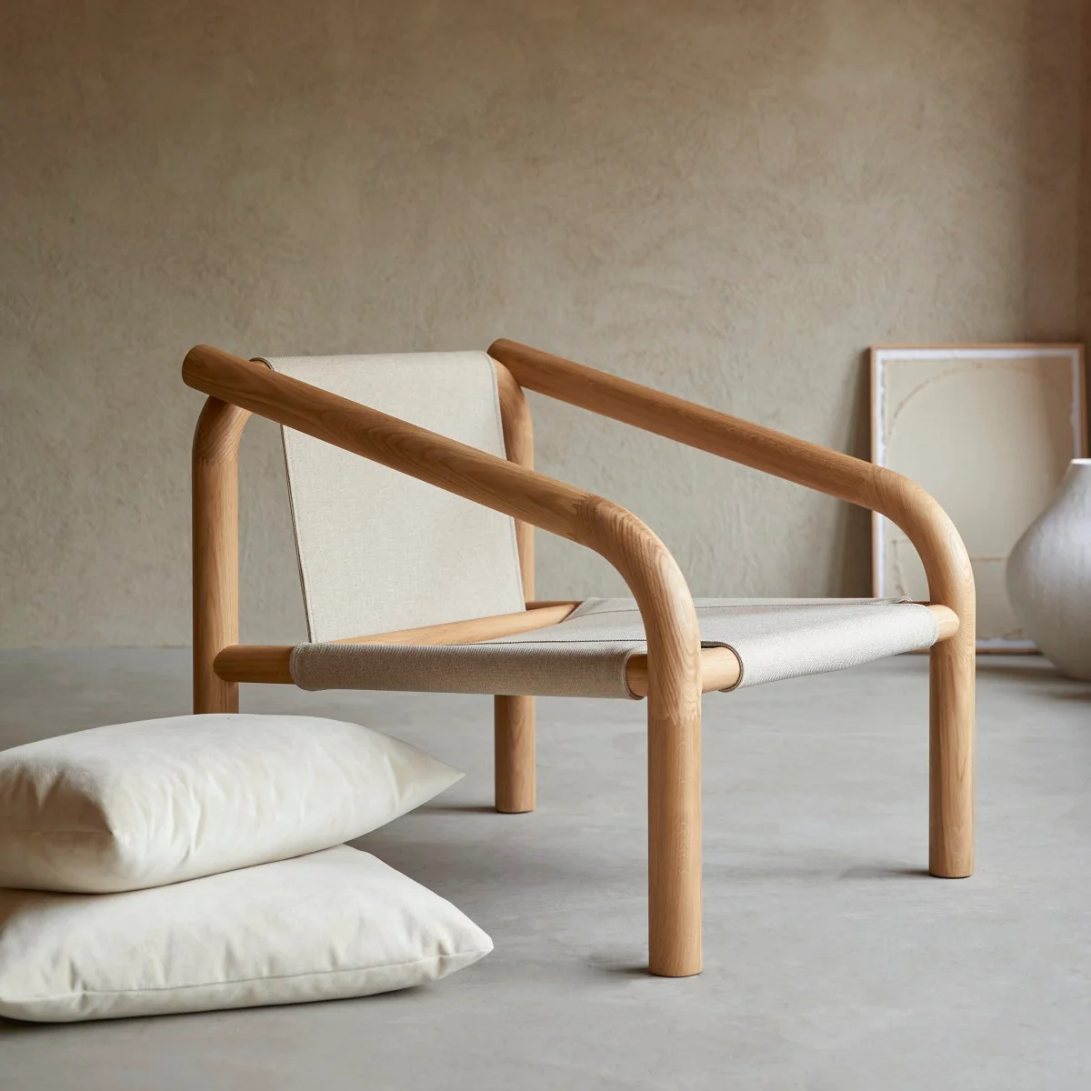 Tikamoon - Fauteuil van massief licht eikenhout en ecru stof - Image 7