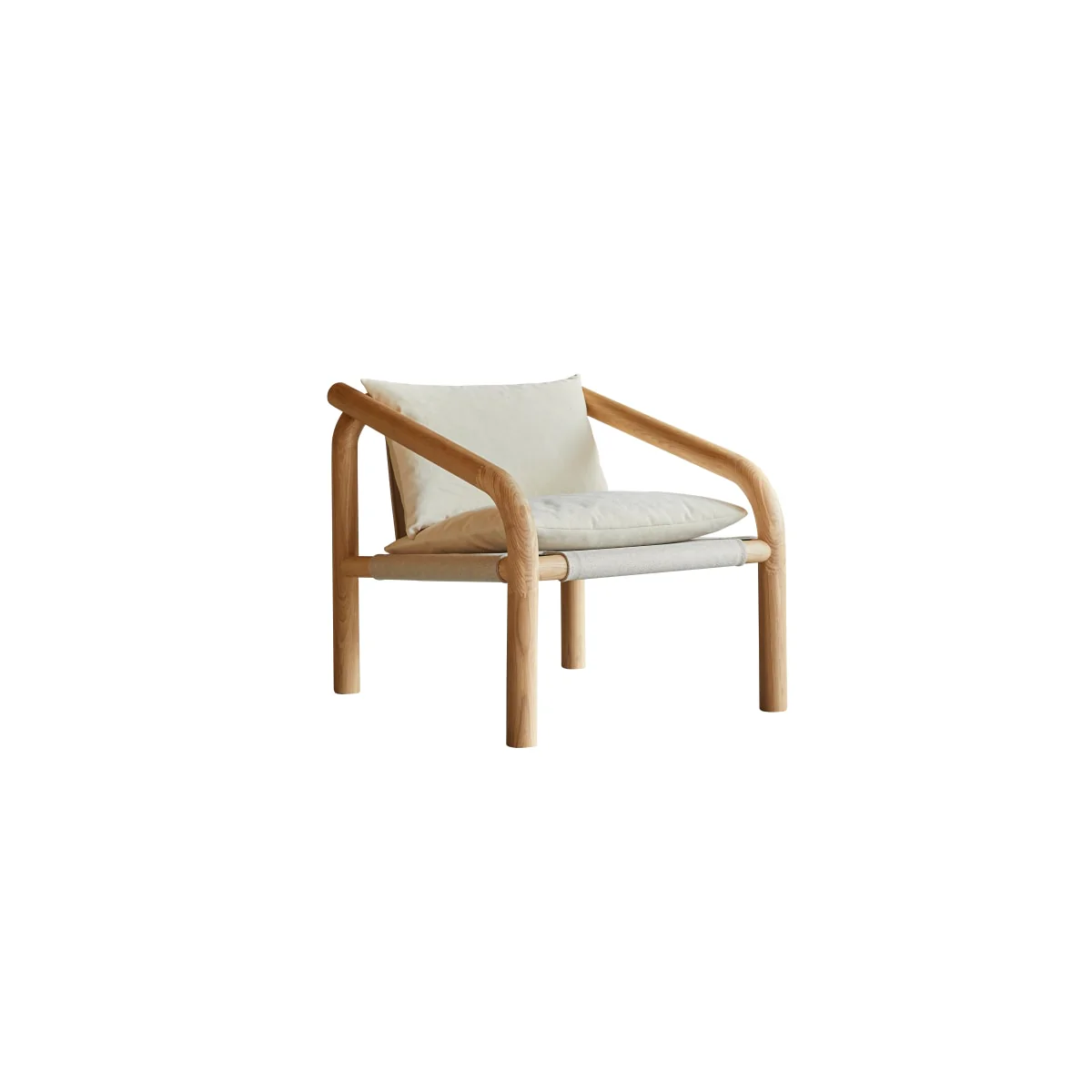 Tikamoon - Fauteuil van massief licht eikenhout en ecru stof - Image 9