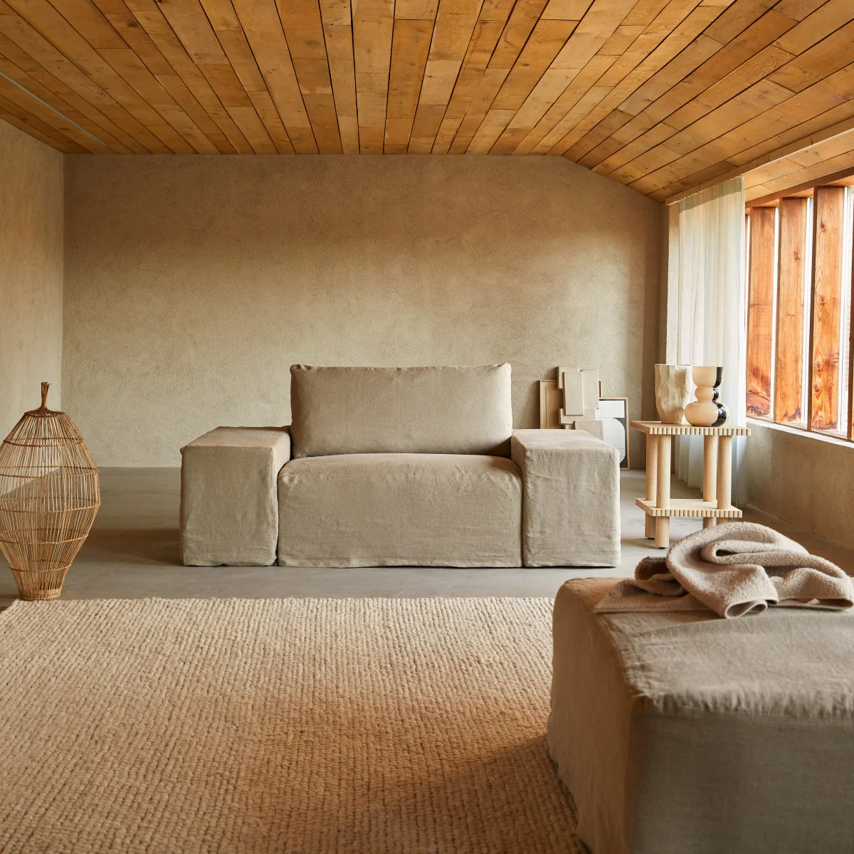Tikamoon - Modulaire fauteuil in natuurlijk linnen, 1-zit - Image 2
