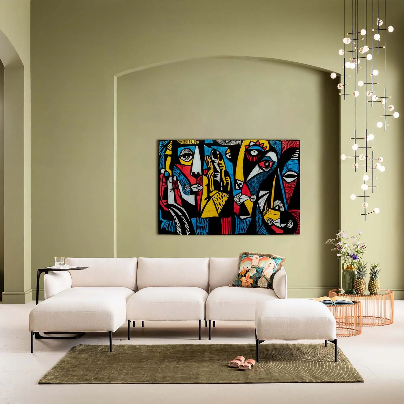 Wandfoto abstracte gezichten 150x100cm Kare Design - Image 3