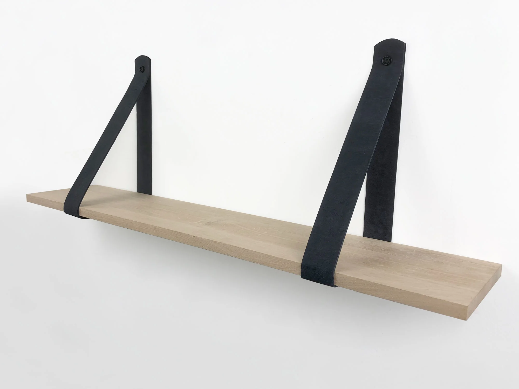 Woodbrothers Eiken 18mm wandplank recht 110x20cm + leren riem zwart - Image 3