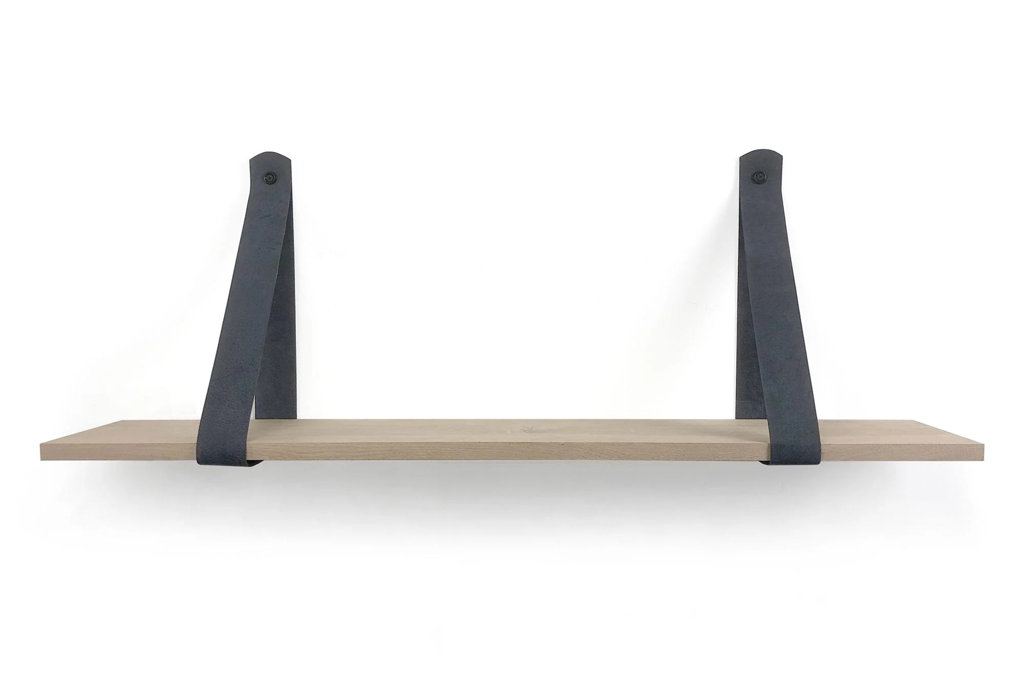 Woodbrothers Eiken 18mm wandplank recht 150x20cm + leren riem grijs - Image 4