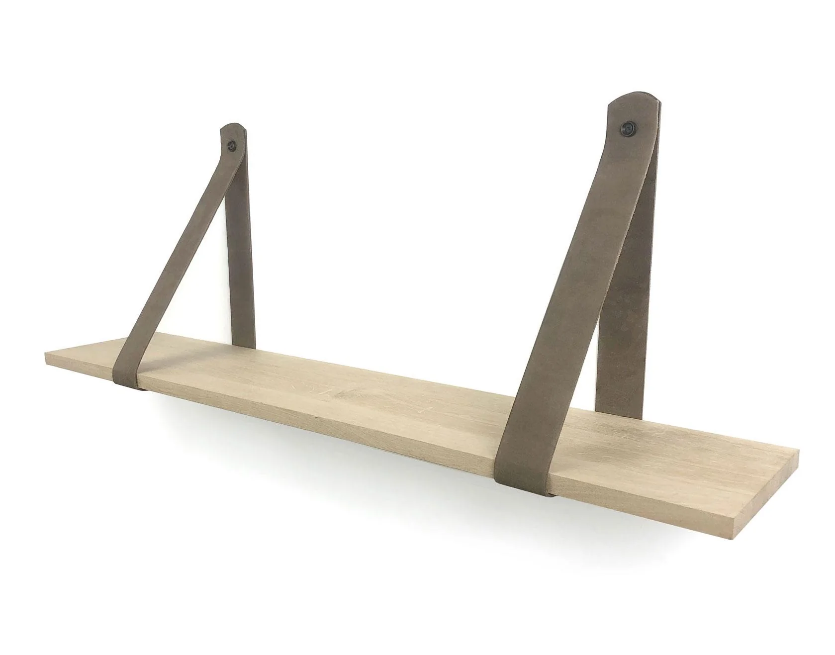 Woodbrothers Eiken 18mm wandplank recht 50x20cm + leren riem bruin