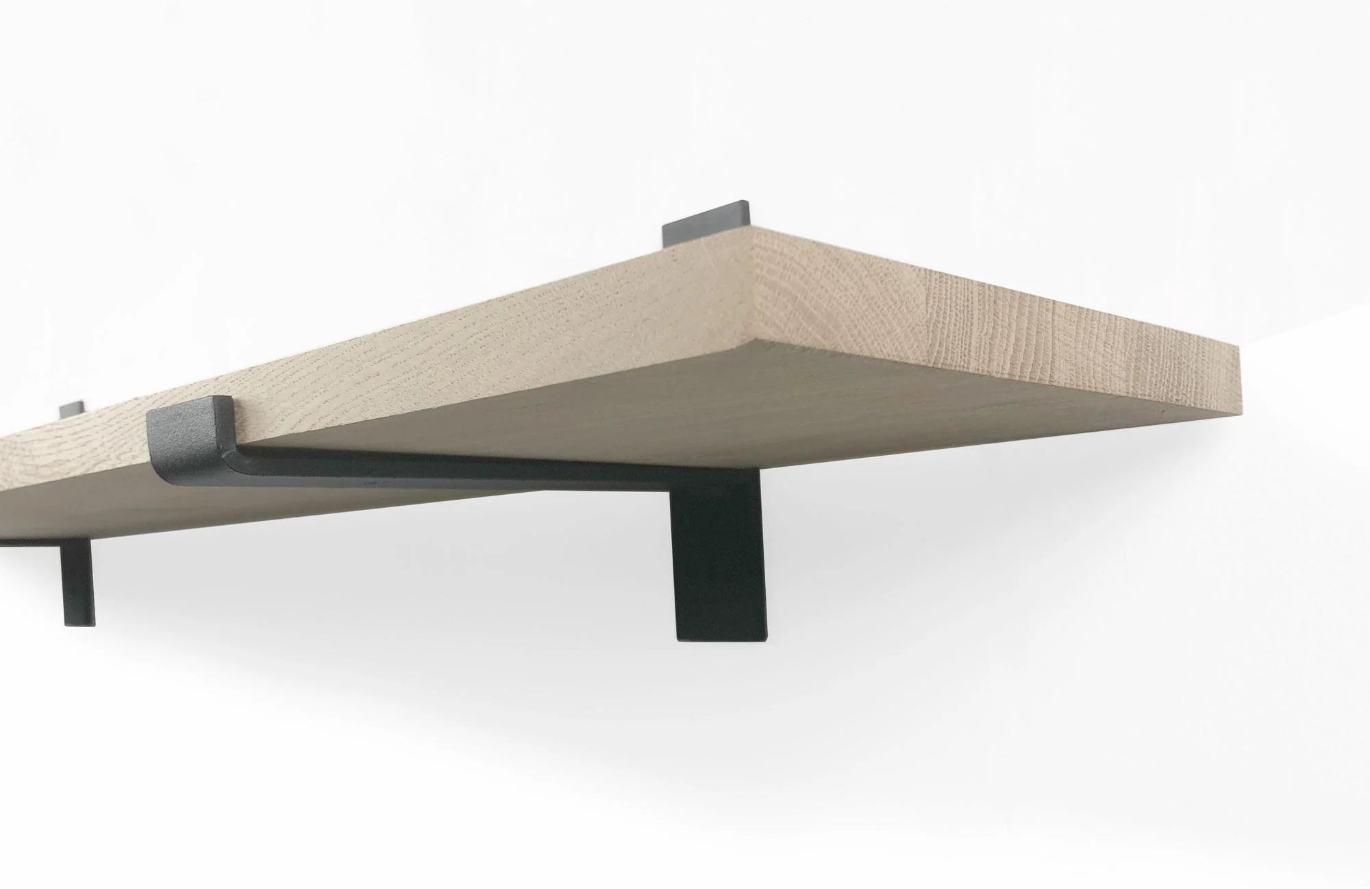 Woodbrothers Eiken 18mm wandplank recht 80x20cm + zwarte dragers - Image 3