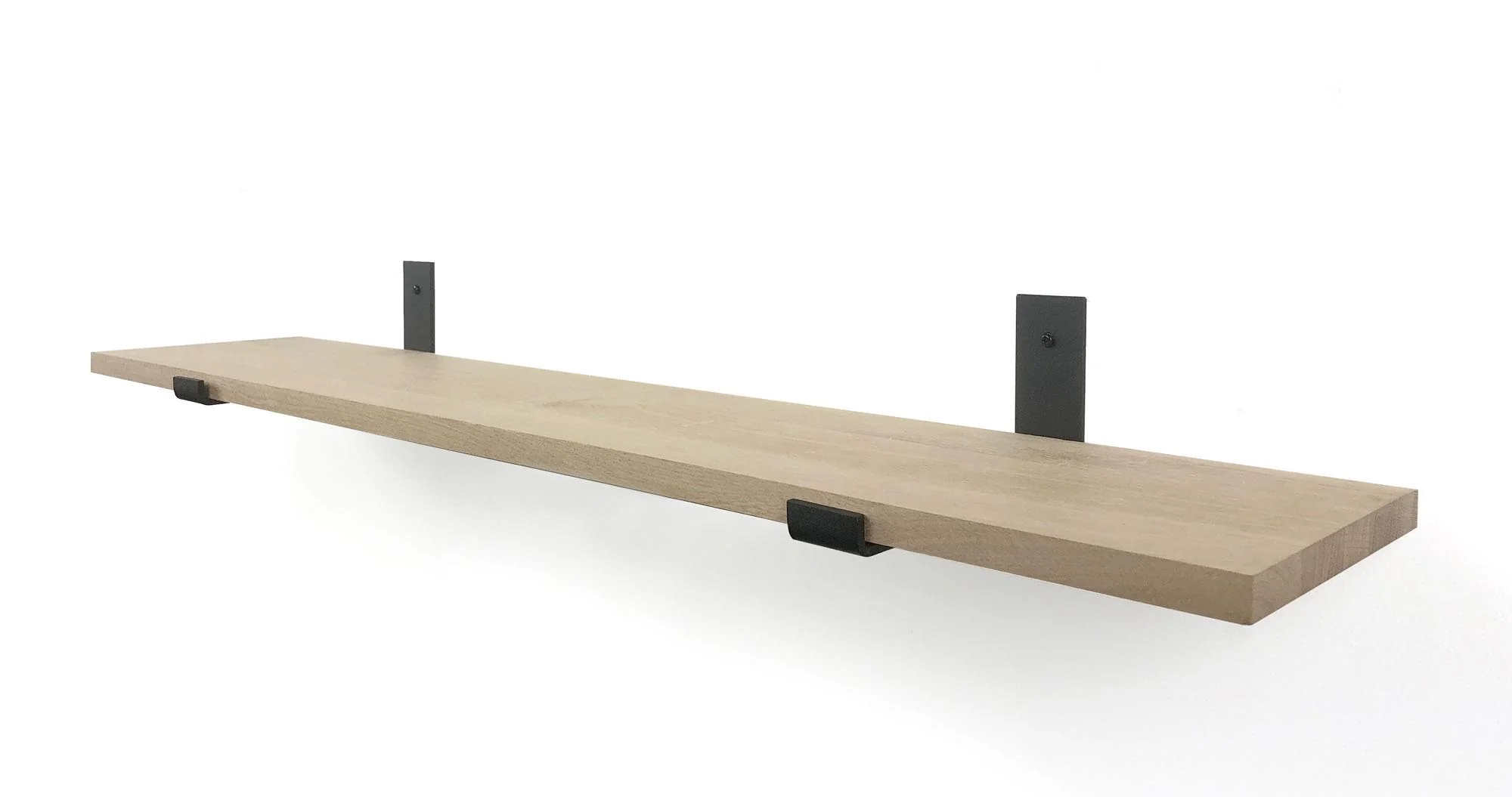 Woodbrothers Eiken 18mm wandplank recht 90x20cm + zwarte dragers