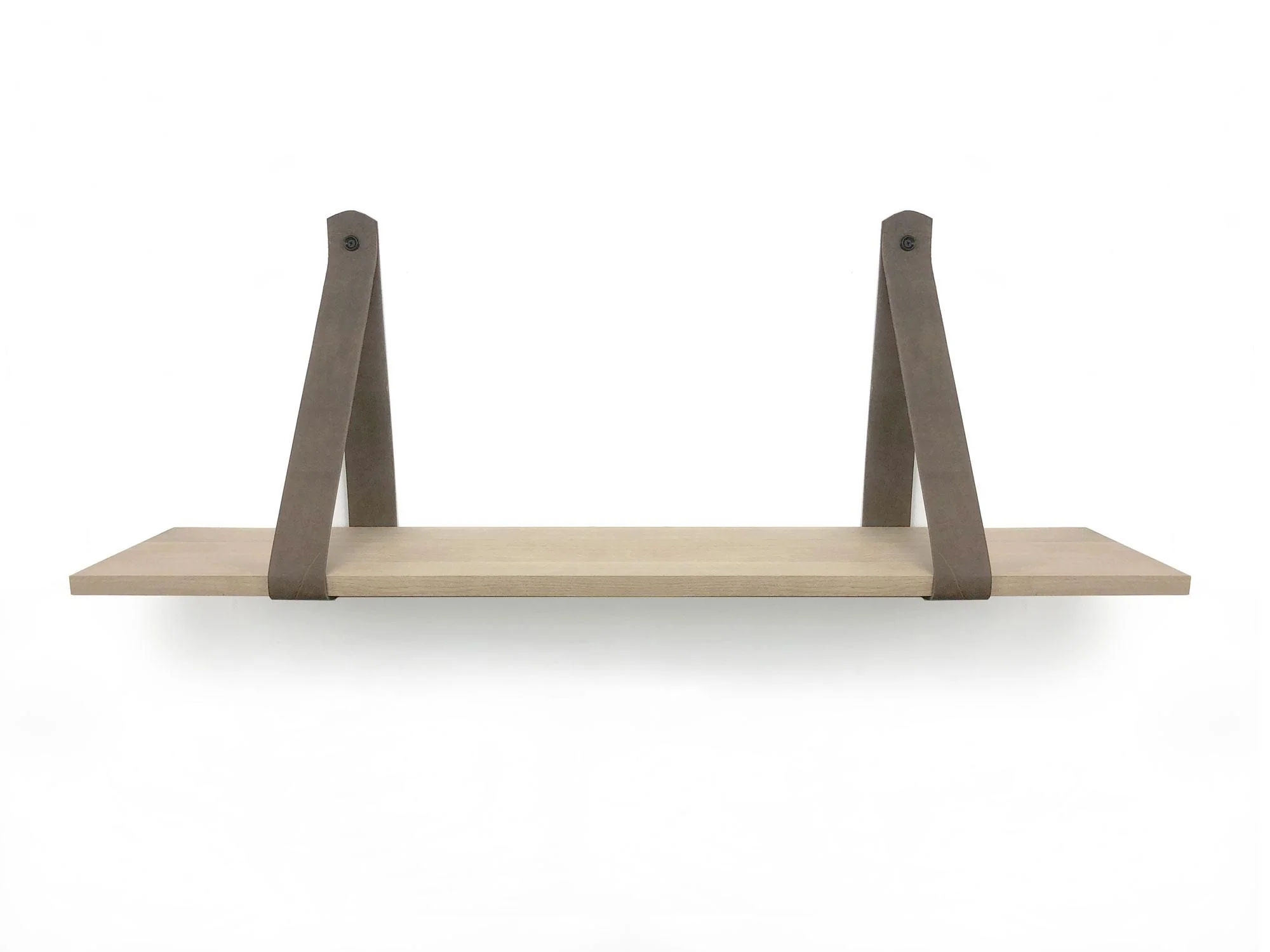 Woodbrothers Eiken 18mm wandplank recht 90x30cm + leren riem bruin - Image 4