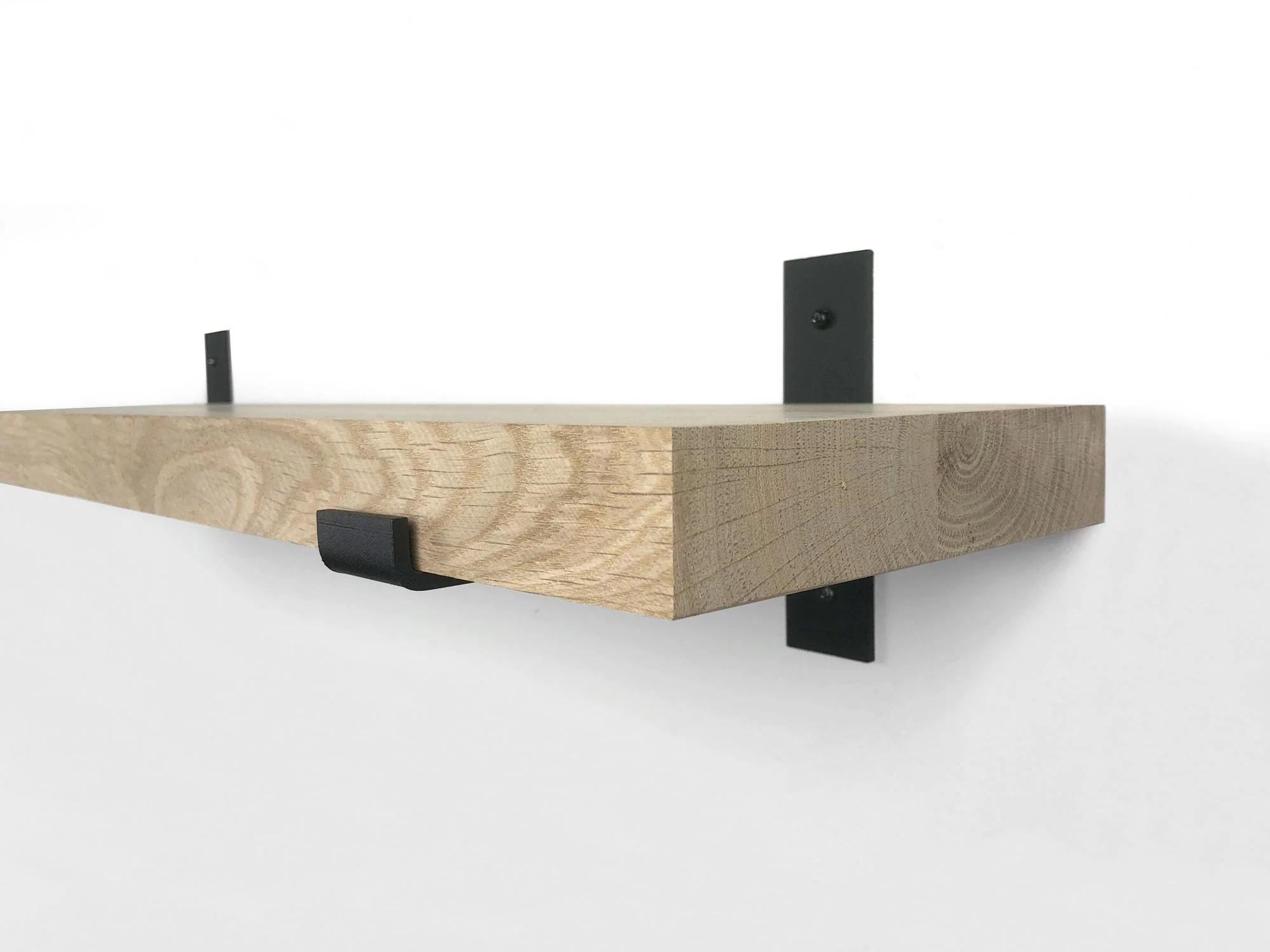 Woodbrothers Eiken wandplank 120x25cm + zwarte dragers - Image 2