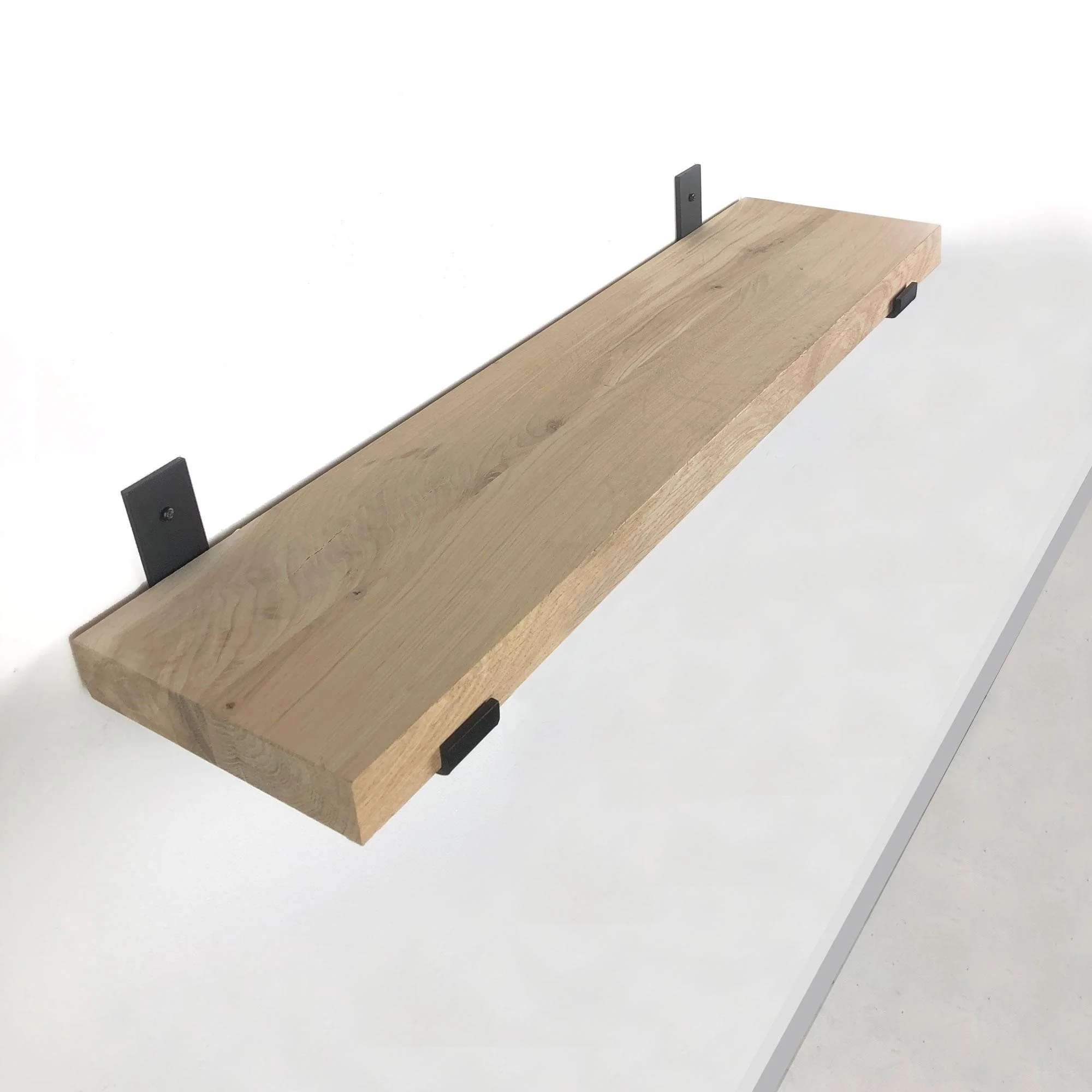 Woodbrothers Eiken wandplank 120x25cm + zwarte dragers - Image 3