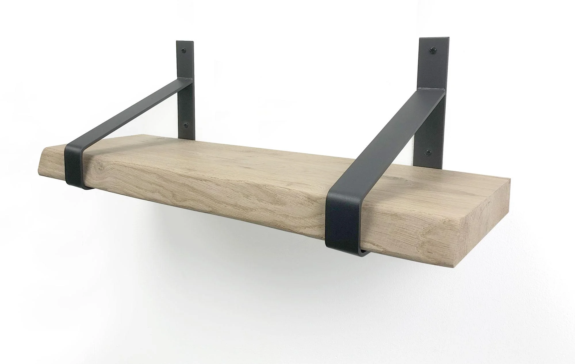 Woodbrothers Eiken wandplank boomkant 50cm + 30cm diepe dragers