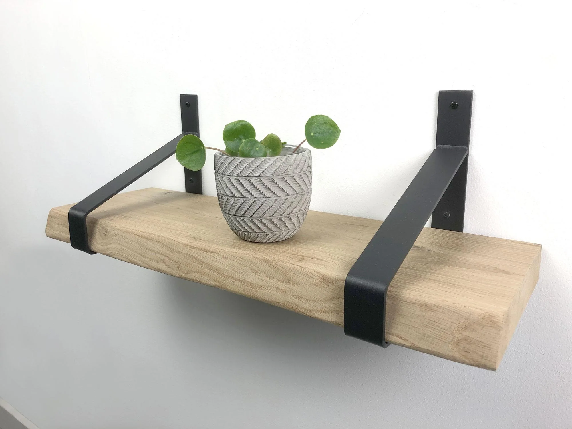 Woodbrothers Eiken wandplank boomkant 60cm + 30cm diepe dragers - Image 3