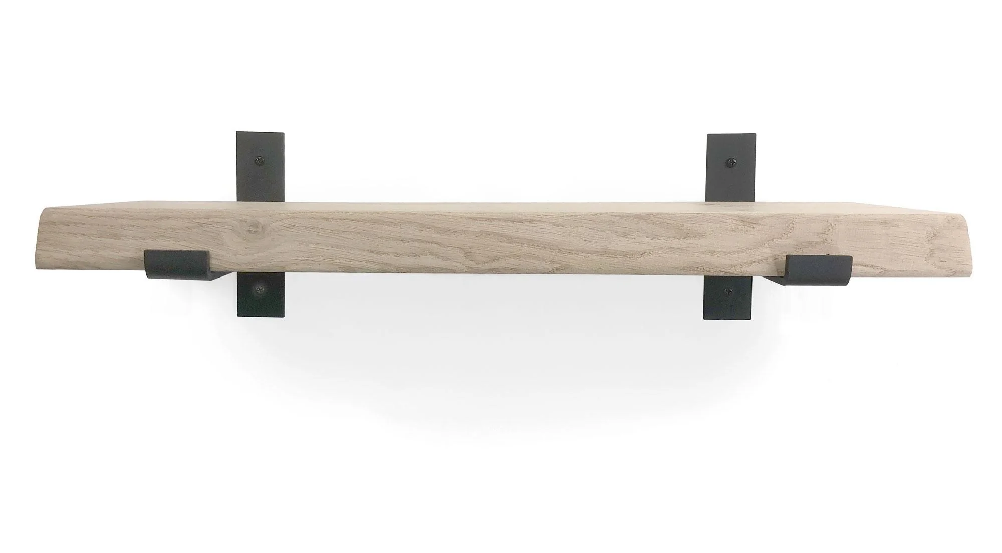Woodbrothers Eiken wandplank boomkant 80cm + 20cm diepe zwarte dragers - Image 3