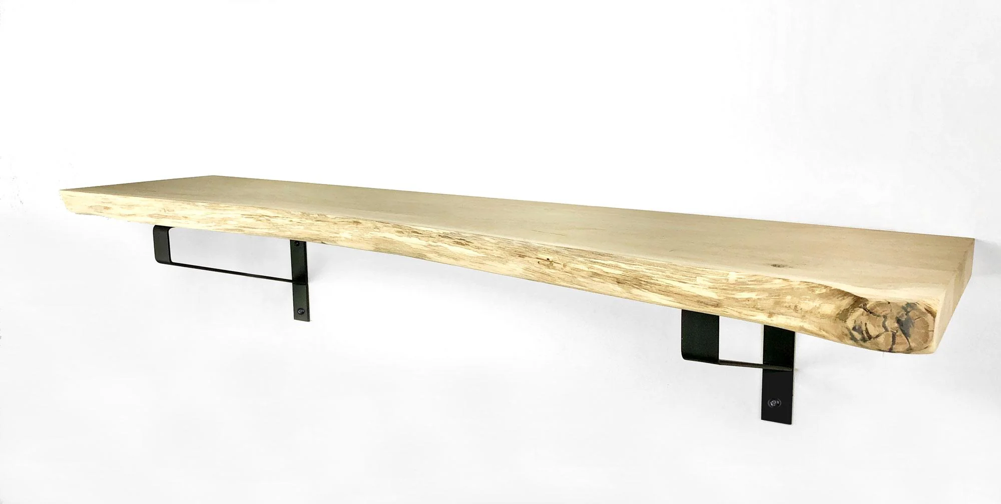 Woodbrothers Eiken wandplank massief boomstam 100x40cm + dragers