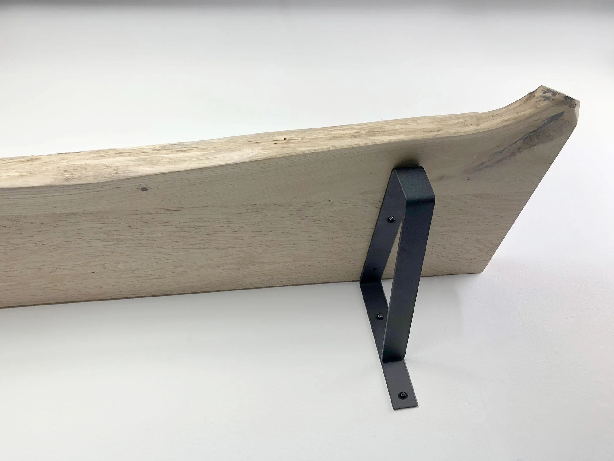 Woodbrothers Eiken wandplank massief boomstam 100x40cm + dragers - Image 3