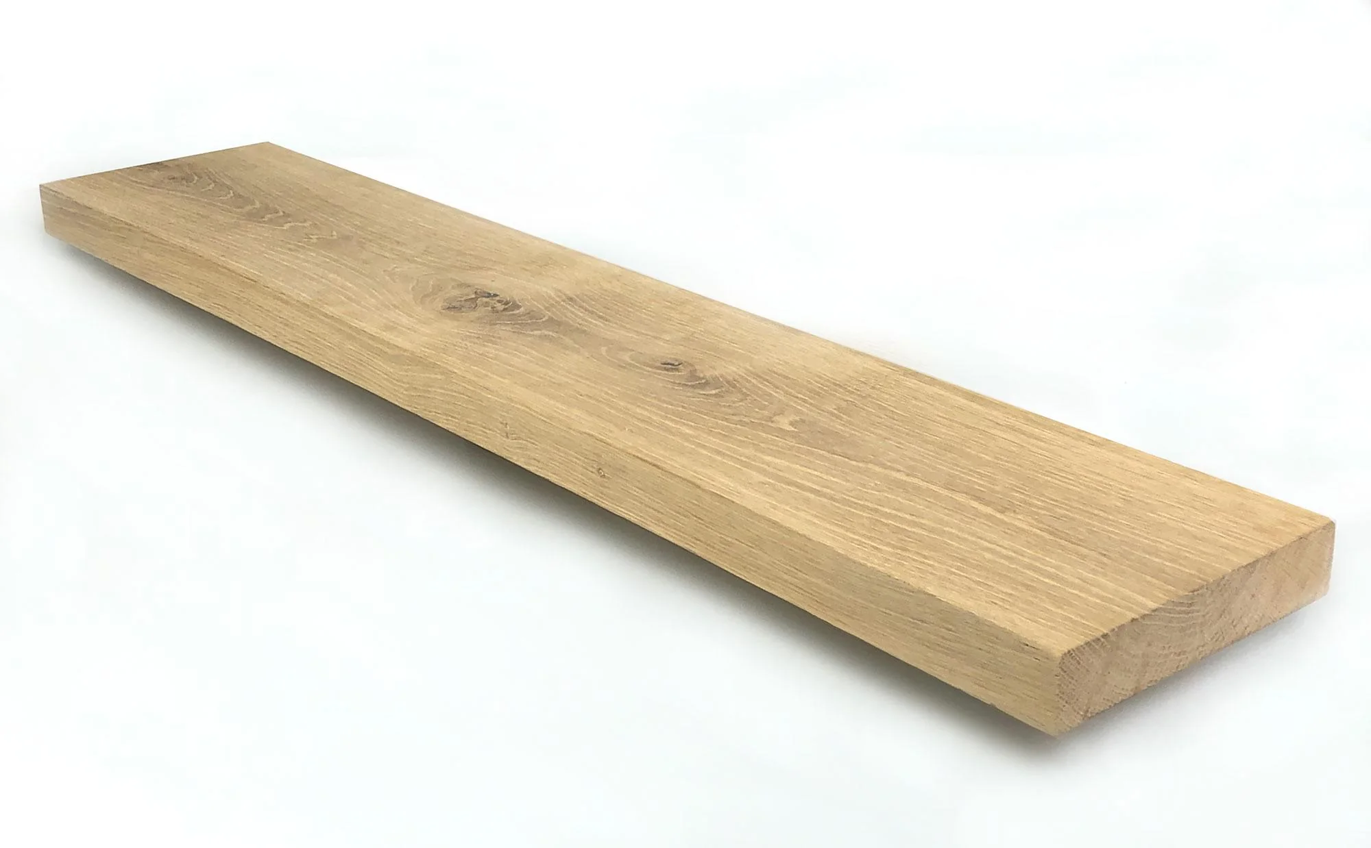 Woodbrothers Eiken wandplank massief recht 80x30cm + leren riem zwart - Image 2